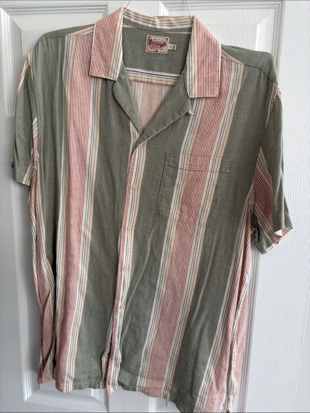 Faherty Olive & Pink Striped Short-Sleeve Button-Down Shirt